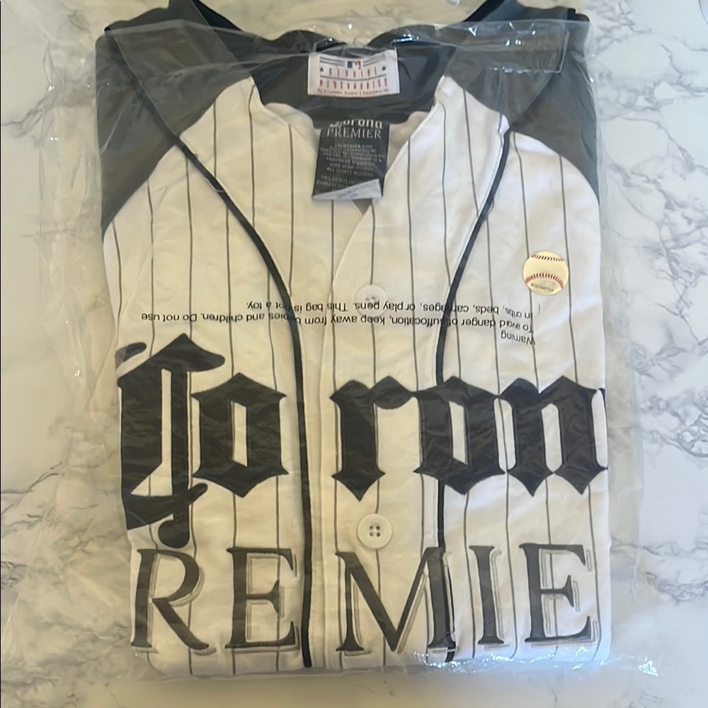 Corona Premier Genuine Merchandise Black and White Men's Pinstripe Jersey
